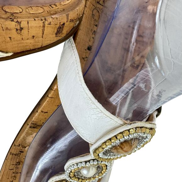 Vionic White Adelie Embellished Cork Insole Adjustable Strap Sandals Women's 8 - Picture 2 of 10